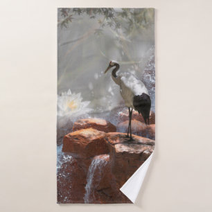 Japanese Crane “Longevity” Bath Towel