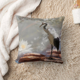 Japanese Crane “Longevity” Throw Pillow