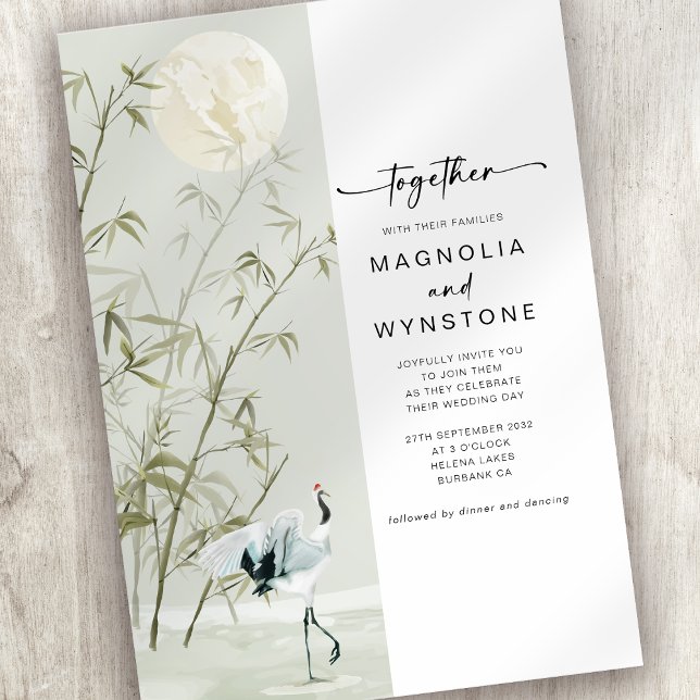 Japanese Crane Modern Wedding Invitation (Creator Uploaded)