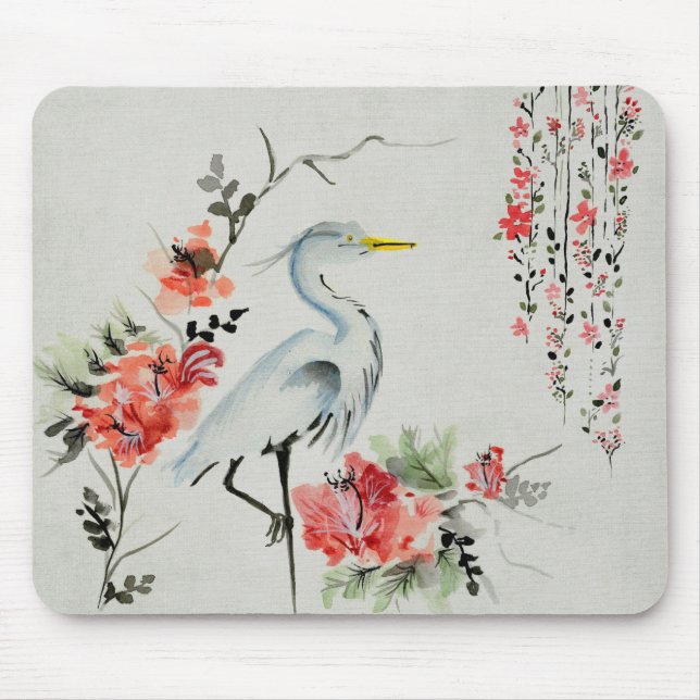 Japanese Crane Mouse Pad (Front)