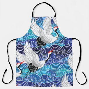 Japanese Crane: Ornate Bird Pattern. Apron