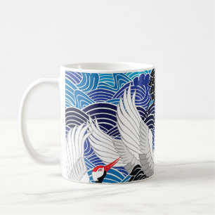Japanese Crane: Ornate Bird Pattern. Coffee Mug