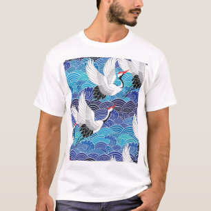 Japanese Crane: Ornate Bird Pattern. T-Shirt