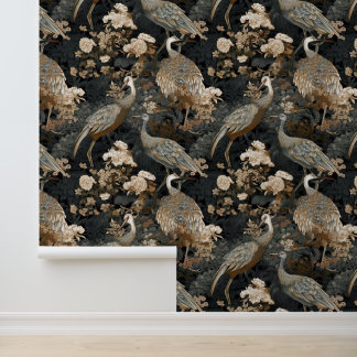 Japanese crane pattern wallpaper