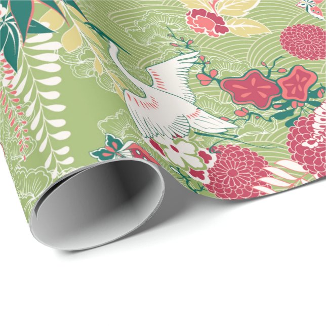 Japanese Crane Pattern Wrapping Paper (Roll Corner)
