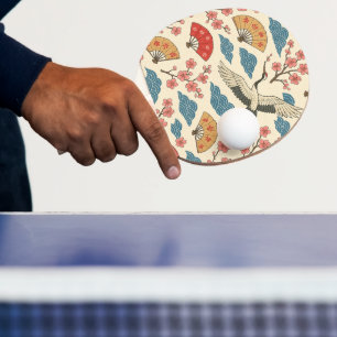Japanese Crane Sakura Pattern Traditional Japanese Ping Pong Paddle