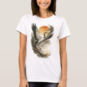 【Japanese Crane Spirit Art Women’s T-Shirt】 T-Shirt