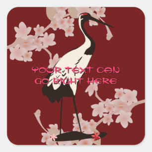 Japanese Crane Square Stickers