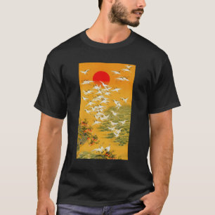 Japanese Crane Vintage Woodblock Hokusai Japan Art T-Shirt