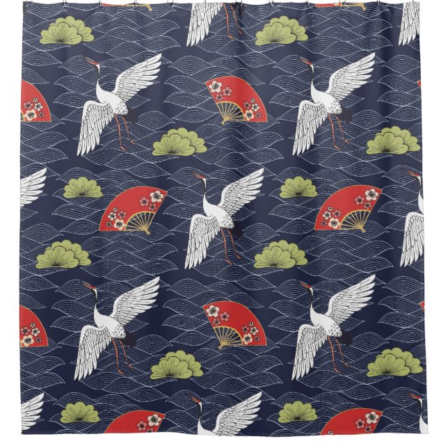 Japanese Cranes and Fans: Vintage Pattern (Front)