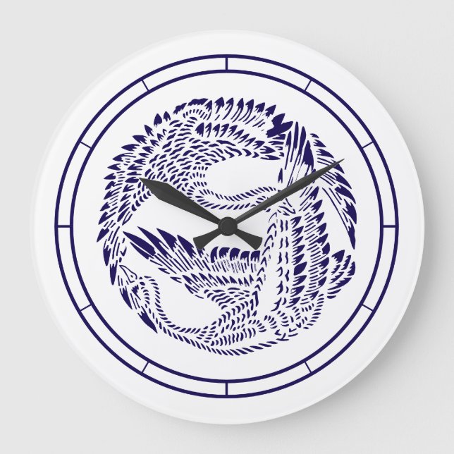 Japanese Cranes Customizable Colours Large Clock (Front)