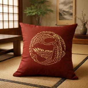 Japanese Cranes Customizable Colours Throw Pillow