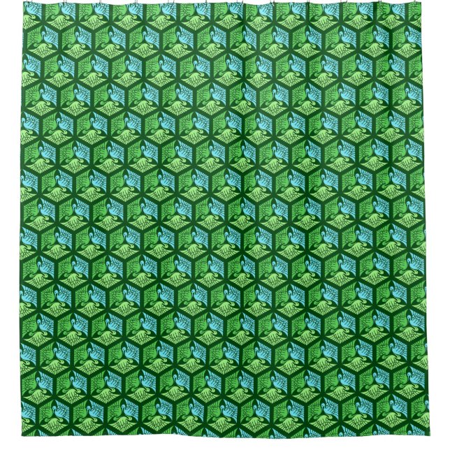 Japanese Cranes, Jade Green and Light Blue (Front)