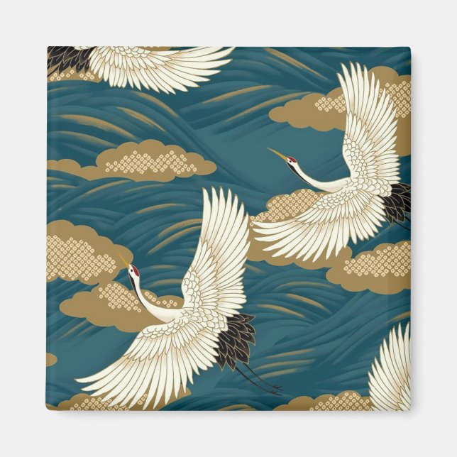 Japanese Cranes Magnet (Front)
