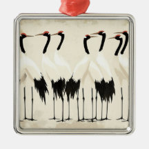 Japanese Cranes on Beige