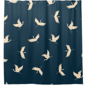 Japanese Cranes Silhouette Vintage Pattern