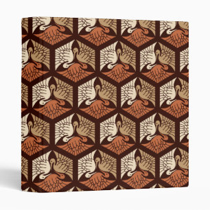 Japanese Cranes, Tan, Rust & Chocolate Brown Binder