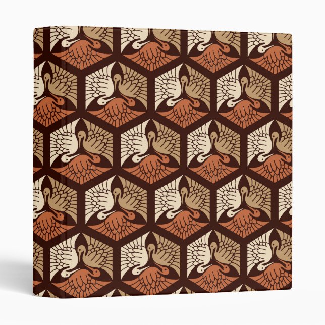 Japanese Cranes, Tan, Rust & Chocolate Brown Binder (Front/Spine)