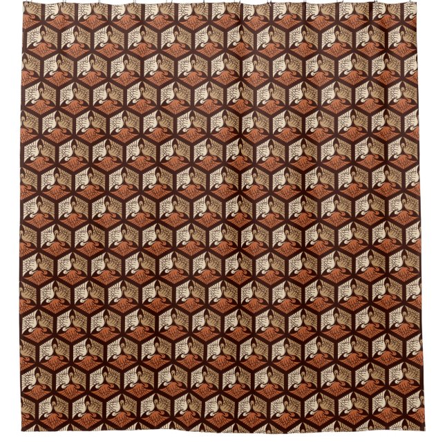 Japanese Cranes, Tan, Rust & Chocolate Brown  Show (Front)