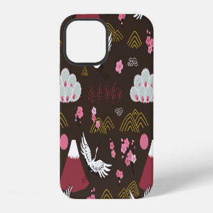 Japanese Cranes: Traditional Seamless Pattern iPhone 12 Case