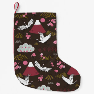 Japanese Cranes: Traditional Seamless Pattern Small Christmas Stocking