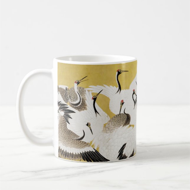 Japanese Cranes Vintage Bird Classic Coffee Mug (Left)