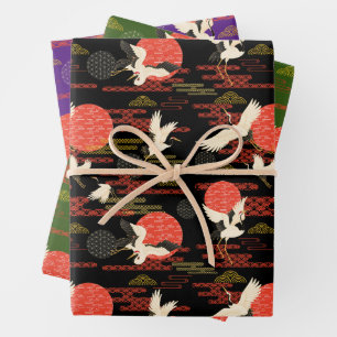 Japanese Cranes Wrapping Paper Sheet