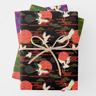 Japanese Cranes Wrapping Paper Sheet