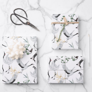 Japanese Cranes Wrapping Paper Sheets