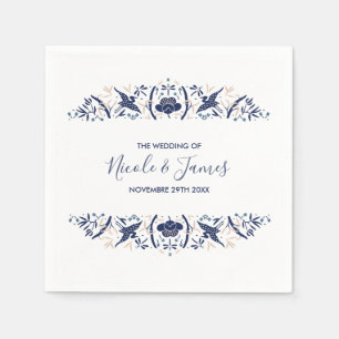 Japanese   Crested ibis Lotus Personalized Wedding Napkin