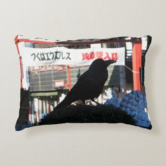 Japanese Crow Accent Pillow (Front)