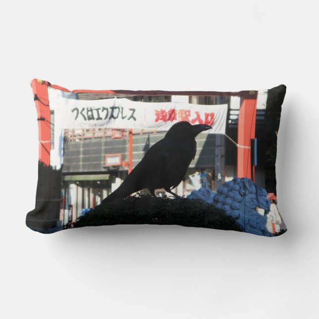 Japanese Crow Lumbar Pillow (Front)