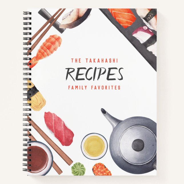 Japanese Cuisine Customizable Recipe Journal (Front)