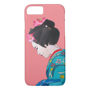 Japanese cute Geisha art with cherry blossom Case-Mate iPhone Case