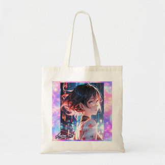 Japanese Cyberpunk Anime Girl Poster | Neon City Tote Bag
