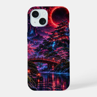 Japanese Cyberpunk Castle Poster iPhone 15 Case