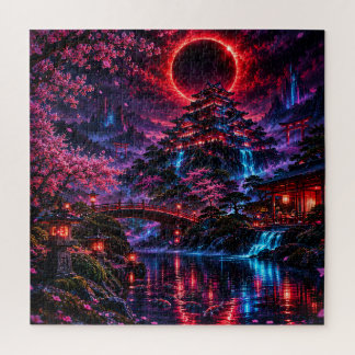 Japanese Cyberpunk Castle Poster Jigsaw Puzzle
