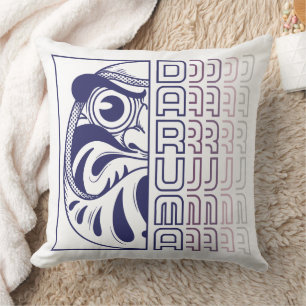 Japanese Daruma Doll Illustration Throw Pillow