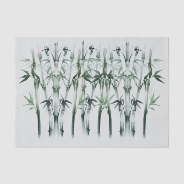 Japanese Decoupage Green Bamboo Pattern Tissue Paper (Front)