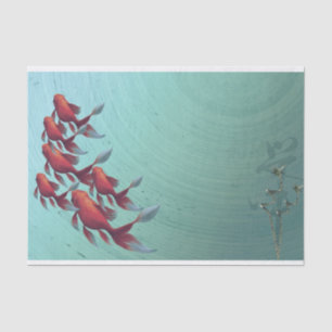 Japanese Decoupage Koi Goldfish Orange Blue Tissue Paper