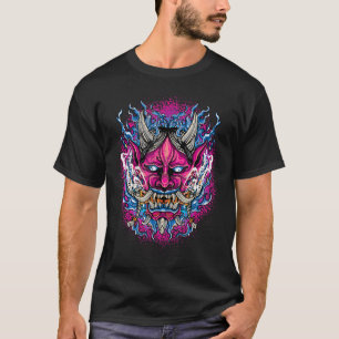 Japanese Demon Face Mask Vaporwave Oni Devil Oni H T-Shirt
