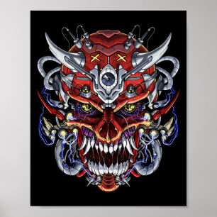 Japanese Demon Skull Mask Poster