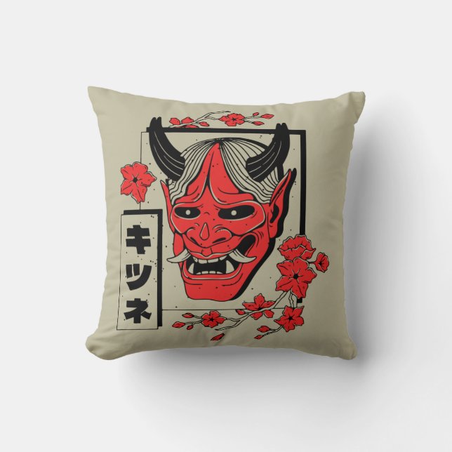 Japanese demon  throw pillow (Front)