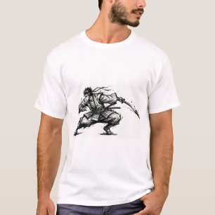 Japanese Design China Ink Samurai T-Shirt