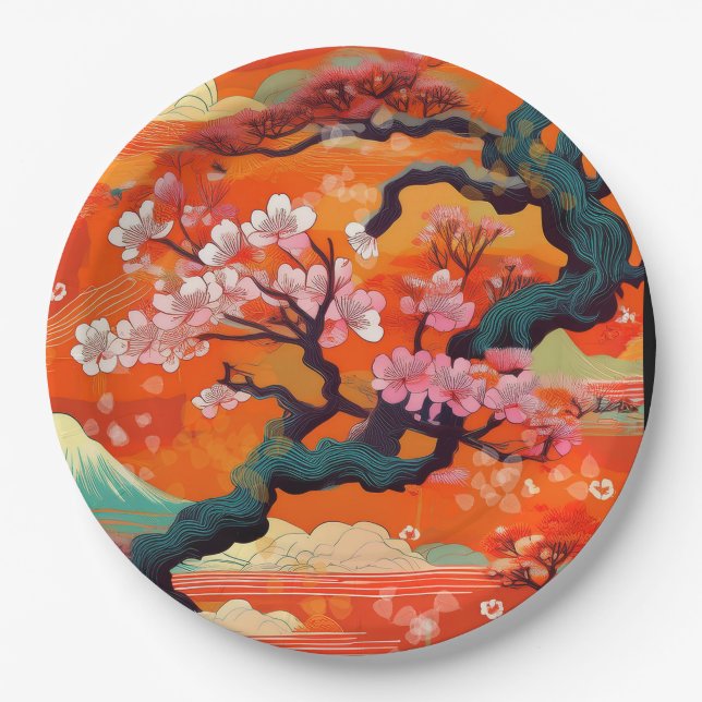 Japanese design party paper plates (Front)