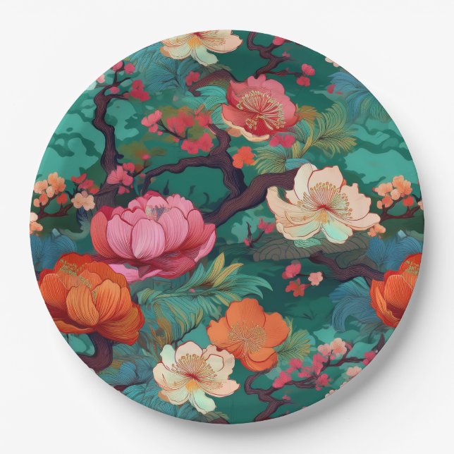 Japanese design party paper plates (Front)