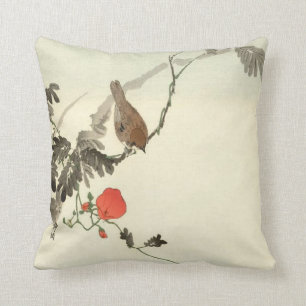 Japanese Dogwood With Bird Throw Pillow