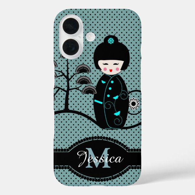 Japanese Doll Polka Dot Personalised Case-Mate iPhone Case (Back)