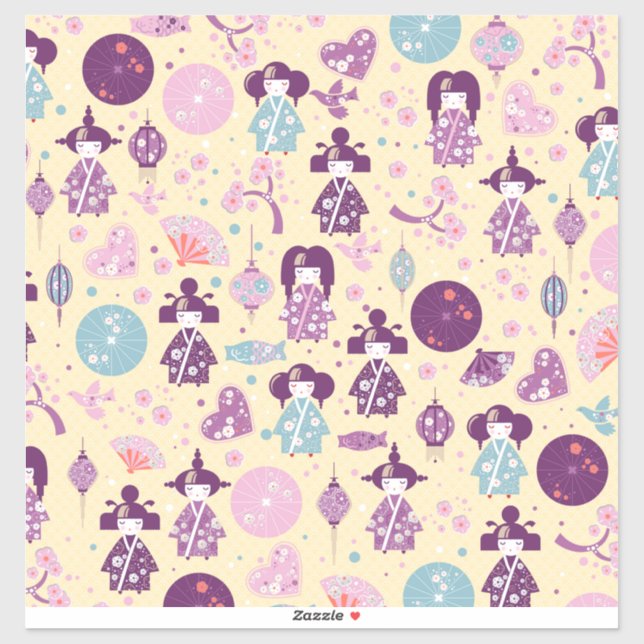 Japanese Dolls - Kokeshi pattern (Sheet)