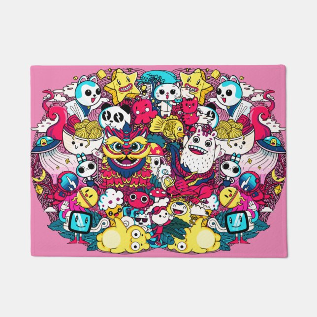 Japanese Doodle Art Doormat (Front)